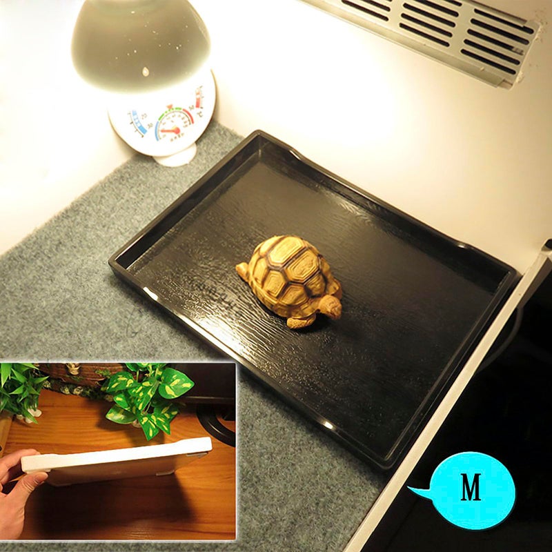 OMEM Reptile Bowl Large Food and Water Dish Enough Space Also Fit for Bath Simulated Wood Grain Surface (M, Black) - Image 2